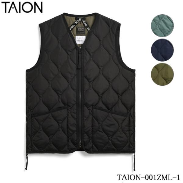 即納 TAION タイオン UNISEX MILITARY ZIP V NECK DOWN VEST ミリタリー Vネックジップ ダウンベスト ユニセックス ダウンベスト インナーダウン