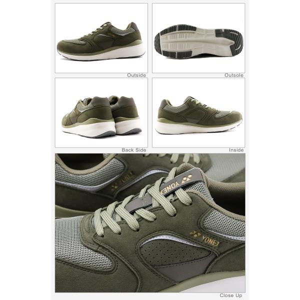 返品交換送料無料YONEX ヨネックス  ワイワイチェンジオーバー パワークッション 123 カーキ 3.5E コンフォート ウォーキング カジュアル 靴  スニーカー レトロ