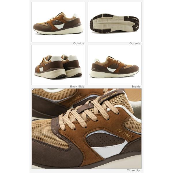 返品交換送料無料 YONEX ヨネックス  ワイワイチェンジオーバー パワークッション 123 キャメル/ブラウン 3.5E  ウォーキング スニーカー レトロランニング