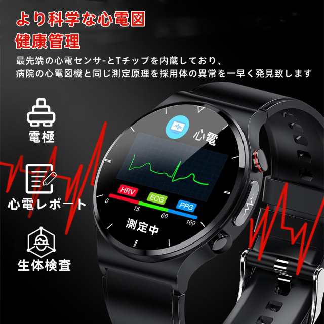 当日発送/翌日到達】スマートウォッチE88 日本製センサー 体温 高精度心拍数 心電図ECG PPG 血圧 呼吸率 親友ケア ワイヤレス充電 天気予報 防水  LINE プレゼント 人気の通販はau PAY マーケット - ENBOUショップ | au PAY マーケット－通販サイト