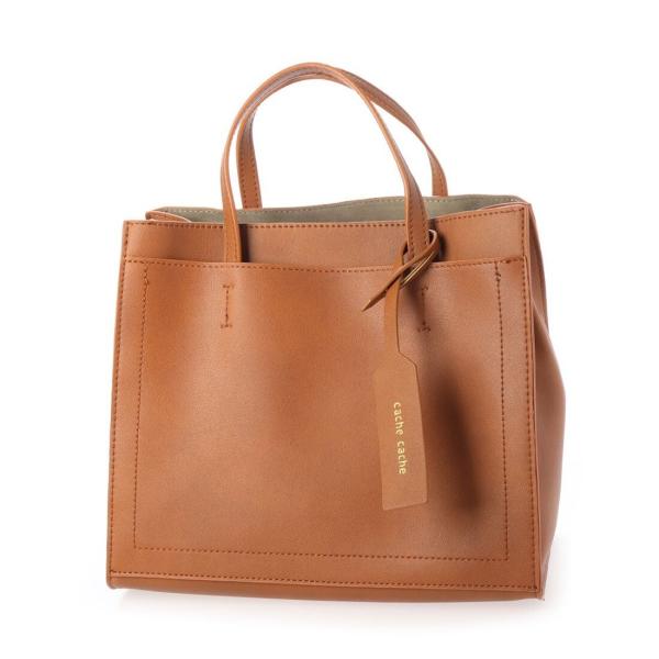 トートバッグ レディース バッグ カバン ショルダー カシュカシュ 合皮 キャメル 68890 CM フェイクレザー cache cacheの通販は