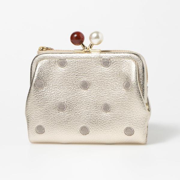 ペルケ perche 財布 二つ折り財布 レディース 本革 がま口 ドット