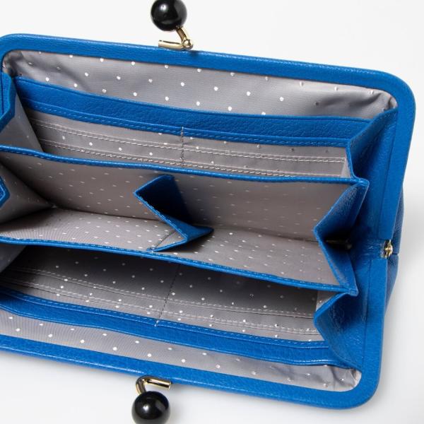 長財布 財布 レディース がま口財布 ブルー ドット Perche ペルケ