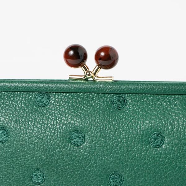 ライトグリーン系統 がま口 長財布 新品未使用 perche ライトグリーン