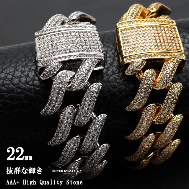 B系 ブレスレット ゴールド 金 マイアミキューバンチェーンブレスレット シルバー 銀 パヴェ ダイヤCZ ストーン キラキラ ラッパー ダンサー DJ HIPHOP の通販は 8,833円