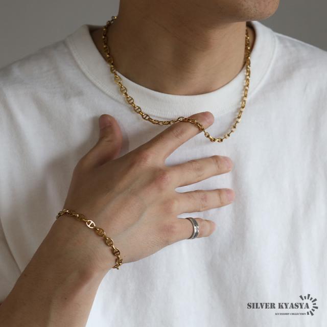 アンカーチェーンブレスレット 幅6mm ゴールド ステンレス K18