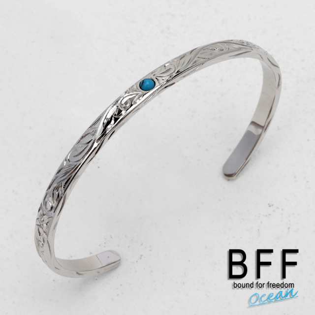 【楽ギフ_のし宛書】 BFF ブランド ハワイアンバングル ターコイズ 幅4mm シルバー その他
