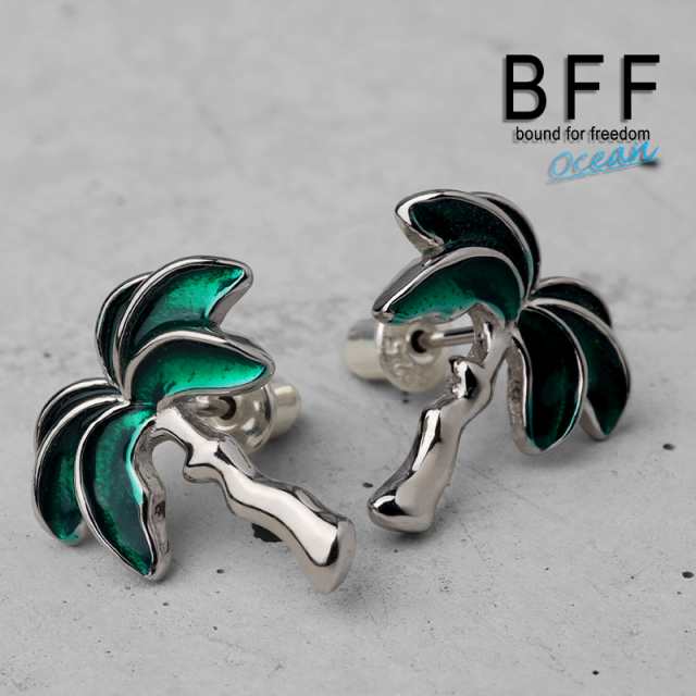 BFF ブランド ピアス メンズ シルバー925 silver 銀色 スタッドピアス ヤシの木 両耳用2点 金属アレルギー対応 専用BOX付属の通販は