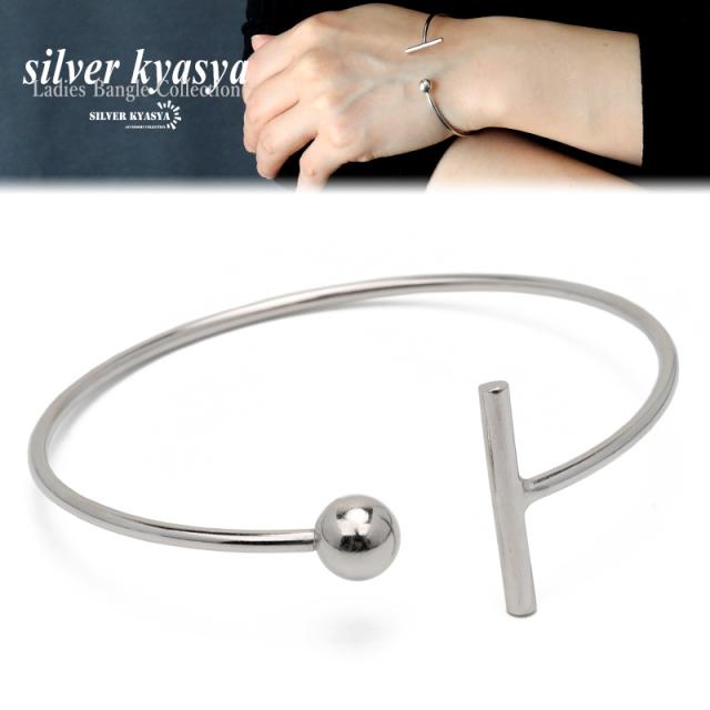 シルバー925 バングル レディース シルバー S925 レディースバングル ボール&スティック アシンメトリー 図形 細身 シンプル silver 銀色 金属アレルギー対応の通販は 7,487円