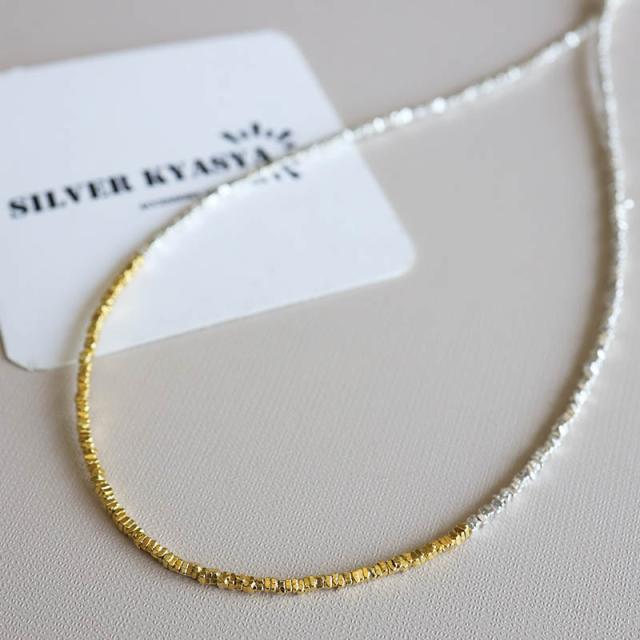 お値下げしました❣️シルバー925ネックレス★個性的 シルバー925 不揃いビーズネックレス バイカラーネックレス