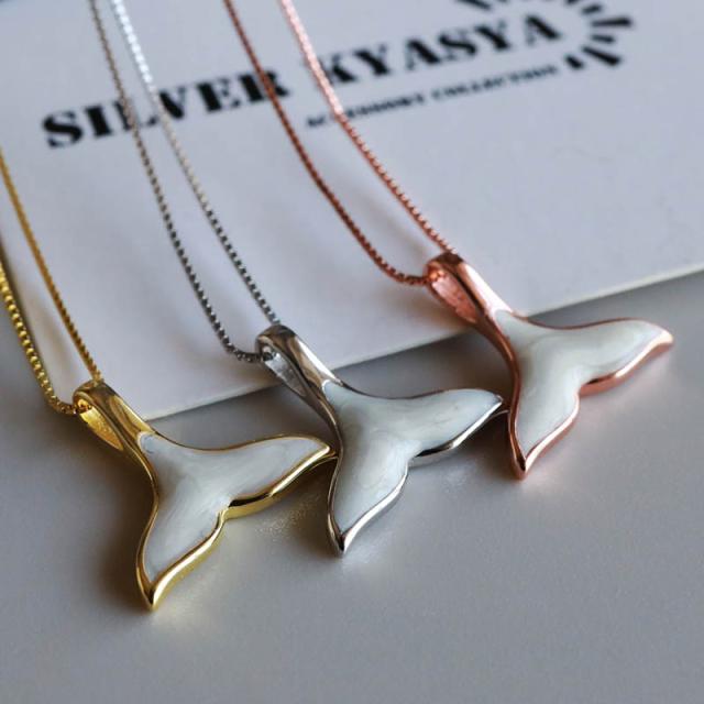 KYASYA]シルバー925 ドルフィンテールネックレス ? 3色 ゴールド 