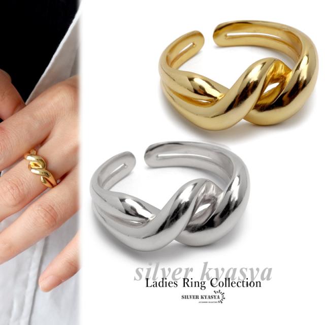 シルバー925 シンプルだけどぷっくりしたフォルムが印象的なリング ツイストリング ねじりリング ひねりリング gold 18KGP silver オープンリング フリーサイズ つけっぱなし レディース 指輪 金属アレルギー対応の通販は 5,377円