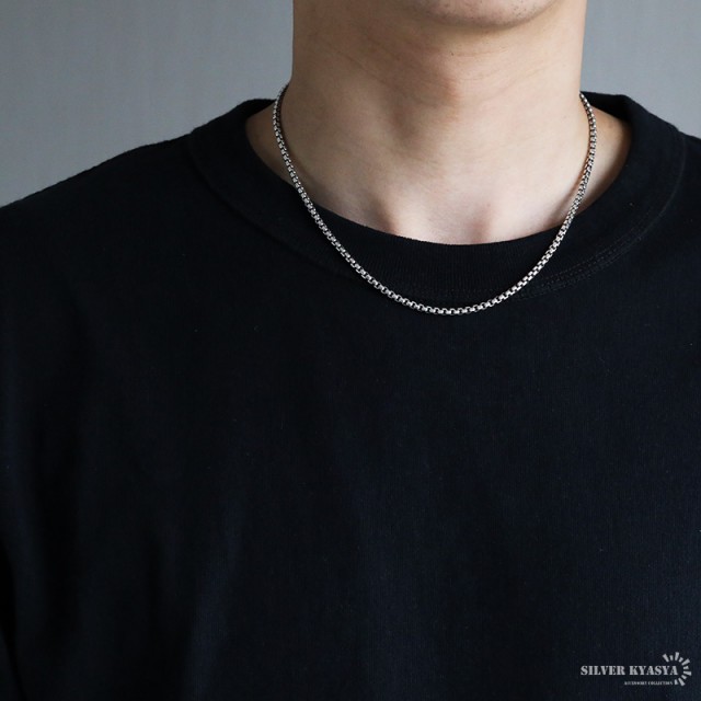 シルバー925 ボックスチェーン ネックレス 幅3mm 45cm