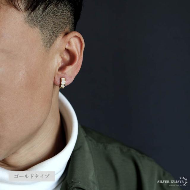 フープピアス キラキラ シルバー925 CZ 18K GP 18金 メンズ フープピアス キラキラ シルバー925 CZ 18K GP 18金 メンズ