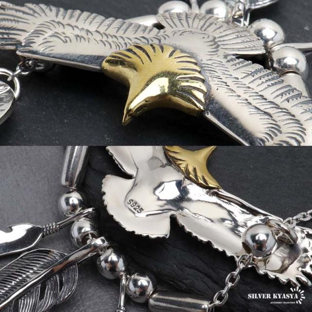 イーグル フェザー　ネックレス 3連フェザー　シルバー925 シルバー925 イーグルネックレス フェザーネックレス 925