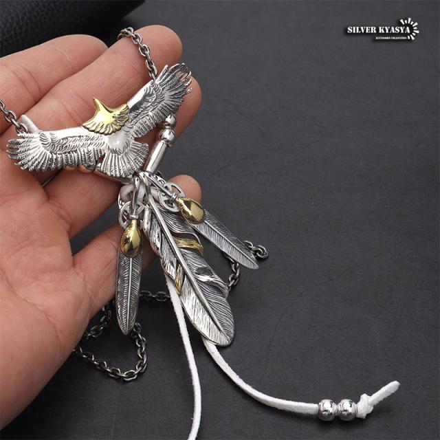 シルバー925素材 イーグルネックレス 925 フェザーネックレス シルバー