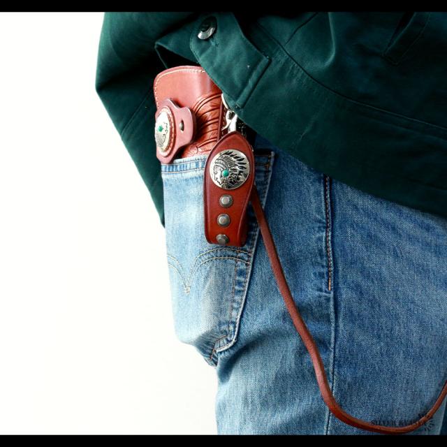 本革 レザーウォレット 深堀り カービング 牛革 二つ折り ネイティブ