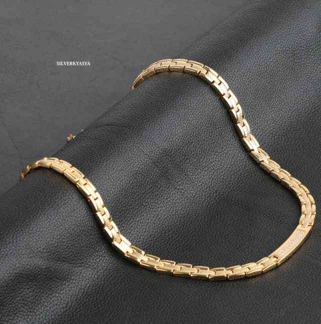 磁気ネックレス メンズ ゴールド 金 ネックレス ジルコニア CZ