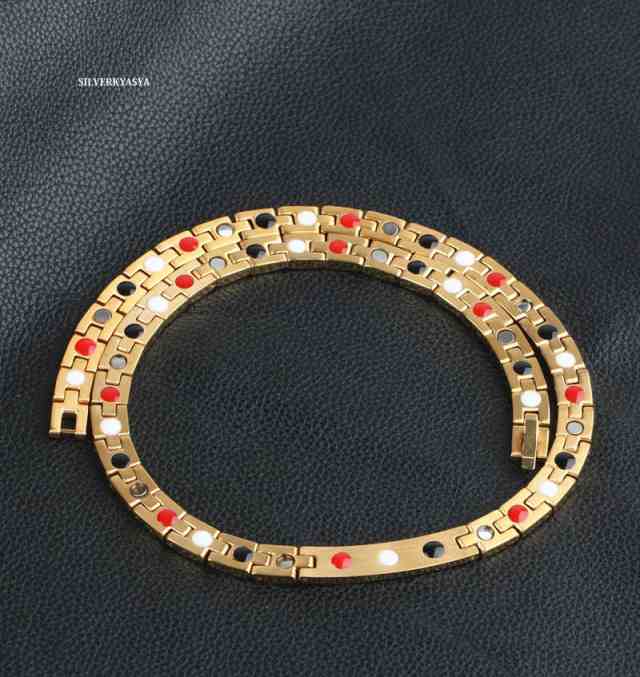 磁気ネックレス メンズ ゴールド 金 ネックレス ジルコニア CZ