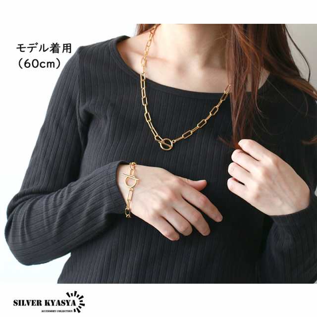 ステンレス チェーンネックレス ゴールド マンテル Tバー 18k GP gold シンプル アレルギー対応 40cm 45cm 50cm  60cm｜au PAY マーケット