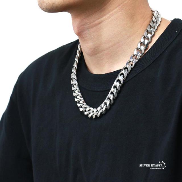 極太20mm×50cm｜6層14KホワイトG×5A石グリッターチェーン 希少 超重厚 シルバー925 喜平ネックレス 極太 20mm マイアミ