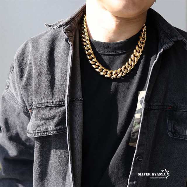 316L 極太 18mm メンズネックレス 18k gp 金 ゴールド 喜平