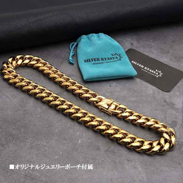 316L 極太 18mm メンズネックレス 18k gp 金 ゴールド 喜平チェーン B