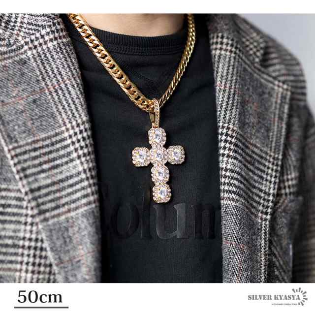 6面カット ダブル喜平ネックレス クロス ネックレス シルバー 銀