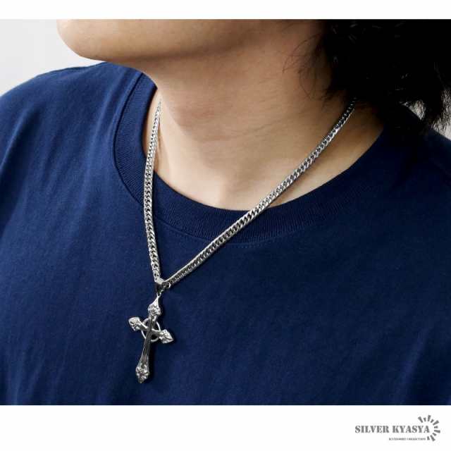 十字架 クロス チェーン ネックレス シルバー 重厚感 - ネックレス