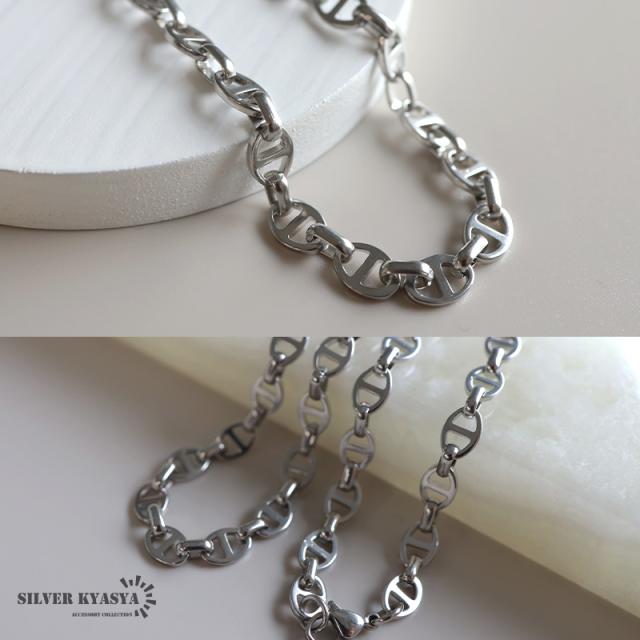 アンカーチェーンネックレス 幅6mm シルバー ステンレス