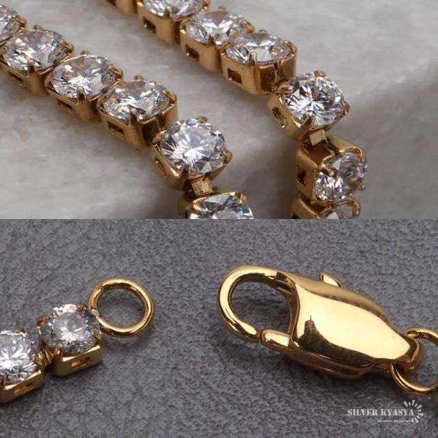 【輝き抜群】ジルコニア テニスチェーン ネックレス ゴールド HIPHOP系 テニスチェーンネックレス メンズ ゴールド 金 テニスネックレス 5mm