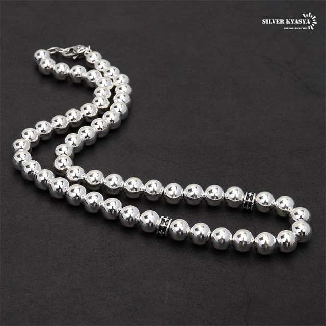 シルバー925 ボールチェーンネックレス 太め 太幅 8mm ボール