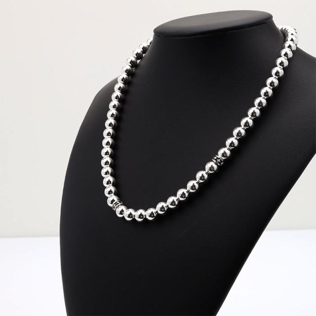 存在感有 ネックレス メンズ シルバー925 ボールチェーン 45cm 4.5mm シルバーネックレス メンズ シルバーチェーン ボールネックレス シルバーチェーン シルバー925 ボールチェーンネックレス 太め 太幅 8mm