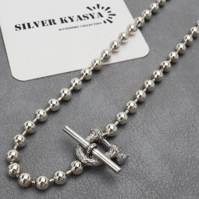Silver925 馬蹄チェーンネックレス 刻印入り ユニセックス 55cm シルバー925 ボールチェーンネックレス 唐草マンテル式