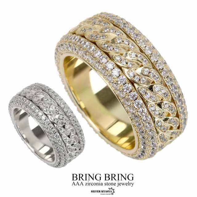 ブリンブリン 喜平 パヴェ 甲丸 リング 指輪 CZ 爪留め AAA 宝石 18金 きへい メッキ ゴールド シルバー 18K bring 専用BOX付属 ギミックの通販は