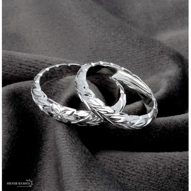 ハワイアンジュエリー リング シルバーリング ペアリング カップル 指輪 シルバー925 S925 プルメリア マイレ hawaii 甲丸 ピンキーリング 2個セット 刻印 手彫り 専用BOX付属の通販は