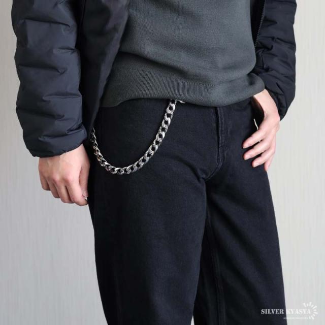 ステンレス 重厚 ウォレットチェーン 財布 クロス 喜平チェーン 十字架