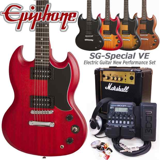 Epiphone エピフォン SG Special VE (Satin E1) エレキギター 初心者セット18点 Marshallアンプ・ZOOM G1XFour付き【エレキギター初心者