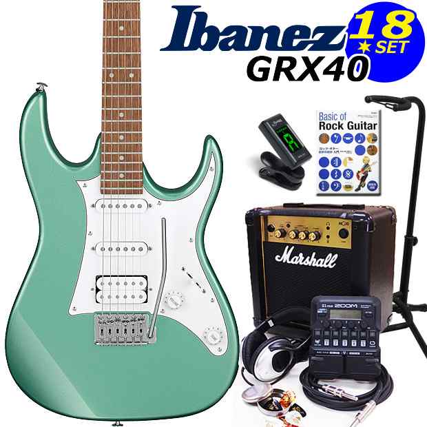 Ibanez アイバニーズ GRX40 MGN エレキギター マーシャルアンプ付 初心者セット18点 ZOOM G1Four付き【エレキギター初心者】