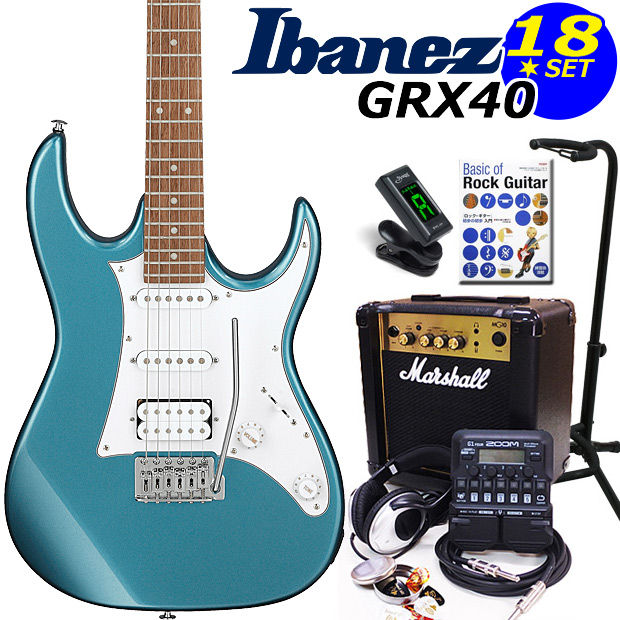 Ibanez アイバニーズ GRX40 MLB エレキギター マーシャルアンプ付 初心者セット18点 ZOOM G1Four付き【エレキギター初心者】の通販は初心者向け入門セット