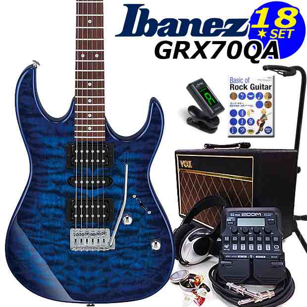 エレキギター初心者 アイバニーズ Ibanez GRX70QA TBB 入門セット18点【エレキギター初心者】