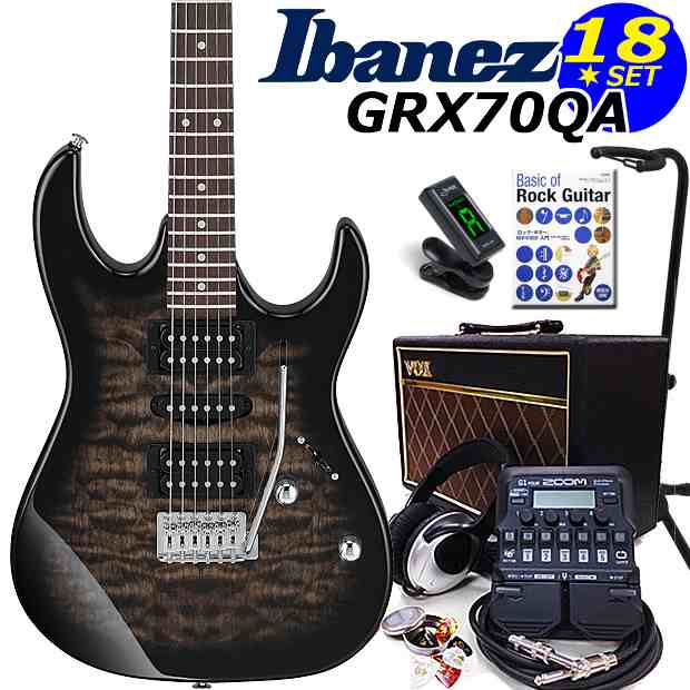 エレキギター初心者 アイバニーズ Ibanez GRX70QA TKS 入門セット18点【エレキギター初心者】