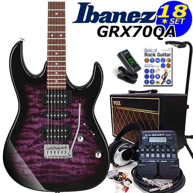 エレキギター初心者 アイバニーズ Ibanez GRX70QA TVT 入門セット18点 VOXアンプ付き【エレキギター初心者】