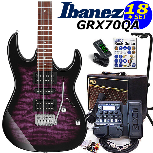 エレキギター初心者 アイバニーズ Ibanez GRX70QA TVT 入門セット18点 VOXアンプ付き【エレキギター初心者】の通販は