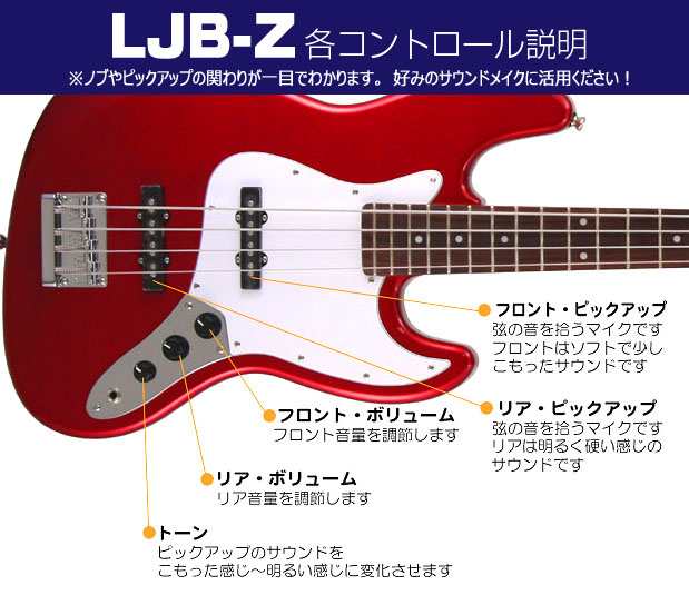 左利き ベース 初心者セット Legend LJB-Z LH 7点 ライトベーシック