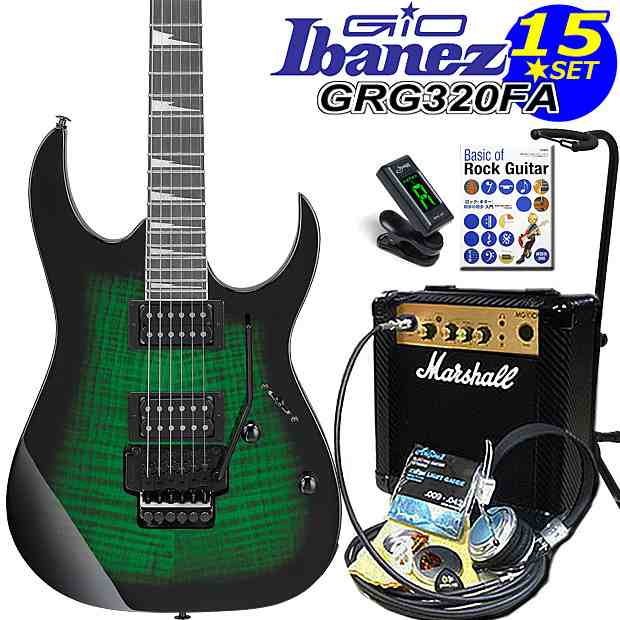 Gio Ibanez アイバニーズ GRG320FA TEB エレキギター 初心者セット15点 マーシャルアンプ付き【エレキギター初心者】