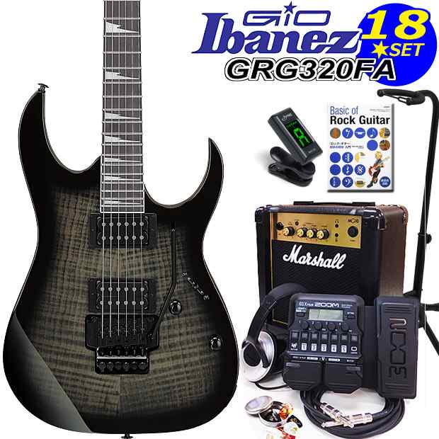 Gio Ibanez アイバニーズ GRG320FA TKS エレキギター 初心者セット 18点 マーシャルアンプ ZOOM G1XFour付き【エレキギター初心者】