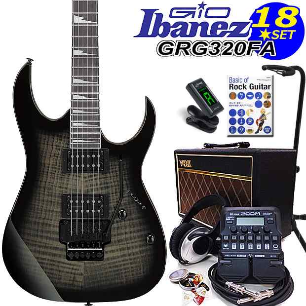 Gio Ibanez アイバニーズ GRG320FA TKS エレキギター初心者セット18点 VOXアンプ ZOOM G1Four付き【エレキギター初心者】