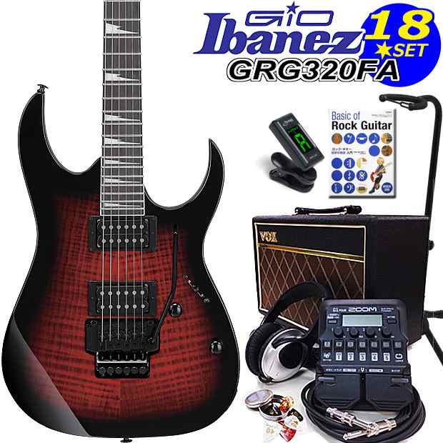 Gio Ibanez アイバニーズ GRG320FA TRB エレキギター初心者セット18点 VOXアンプ ZOOM G1Four付き【エレキギター初心者】