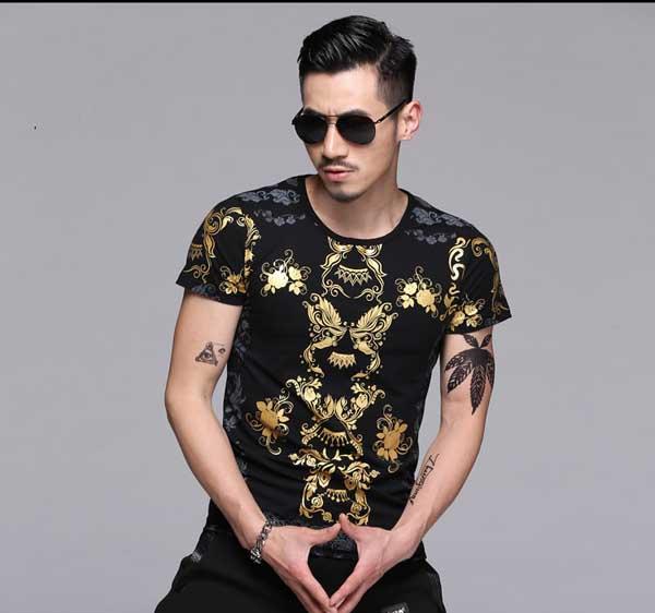 送料無料 柄物メンズ Tシャツ T-shirt 半袖 花柄 フラワー メンズ  